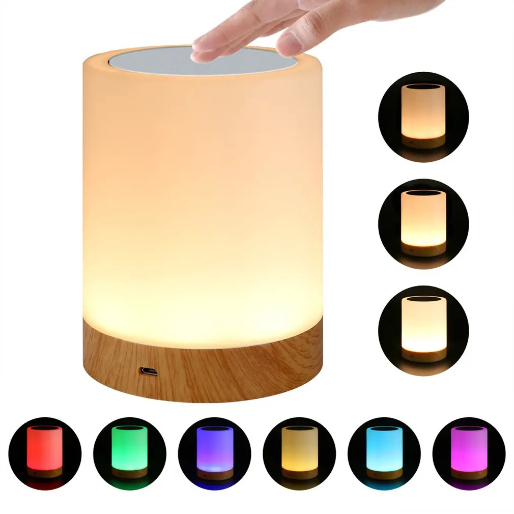 Âm Trần Led Nhiều Màu Sắc Sáng Tạo Vân Gỗ Sạc Đèn Ngủ Đầu Giường Đèn Ánh Sáng Môi Trường Xung Quanh Cảm Ứng