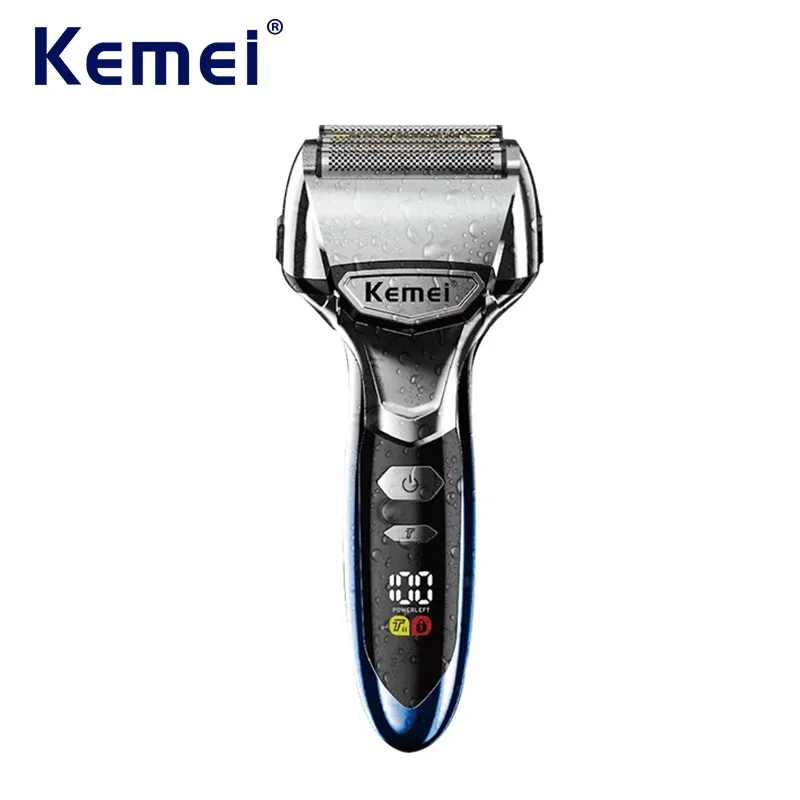 Kemei 5-Blade Electric Foil Shaver IPX7 Waterproof Washable Men Face Beard Wet Dry Razor Rechargeable Bald Head Shaving Machine