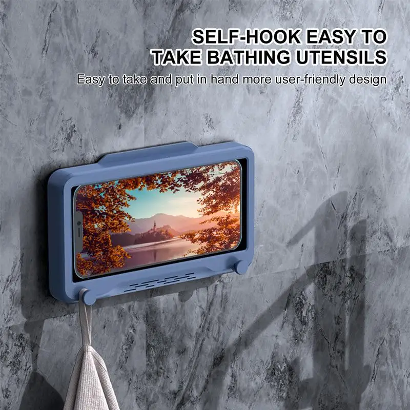 Mobile Phone Shell 60-Degree Opening Mobile Phone Shell For Bathroom Wall-Mounted Phone Case With Hooks