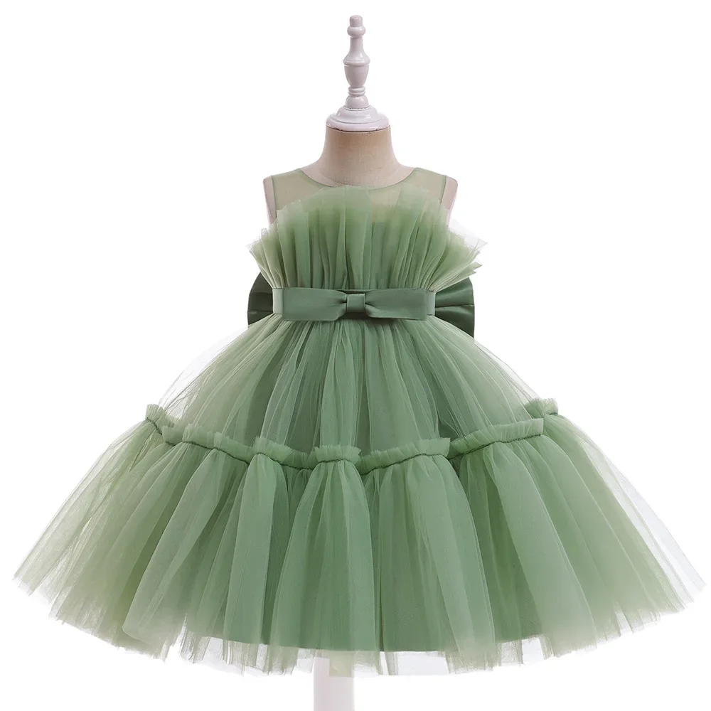 

HOT Baby Girls Ruffles Party Dress Elegant Fluffy Evening Princess Birthday Kids Dresses for Girl Wedding Children Costume
