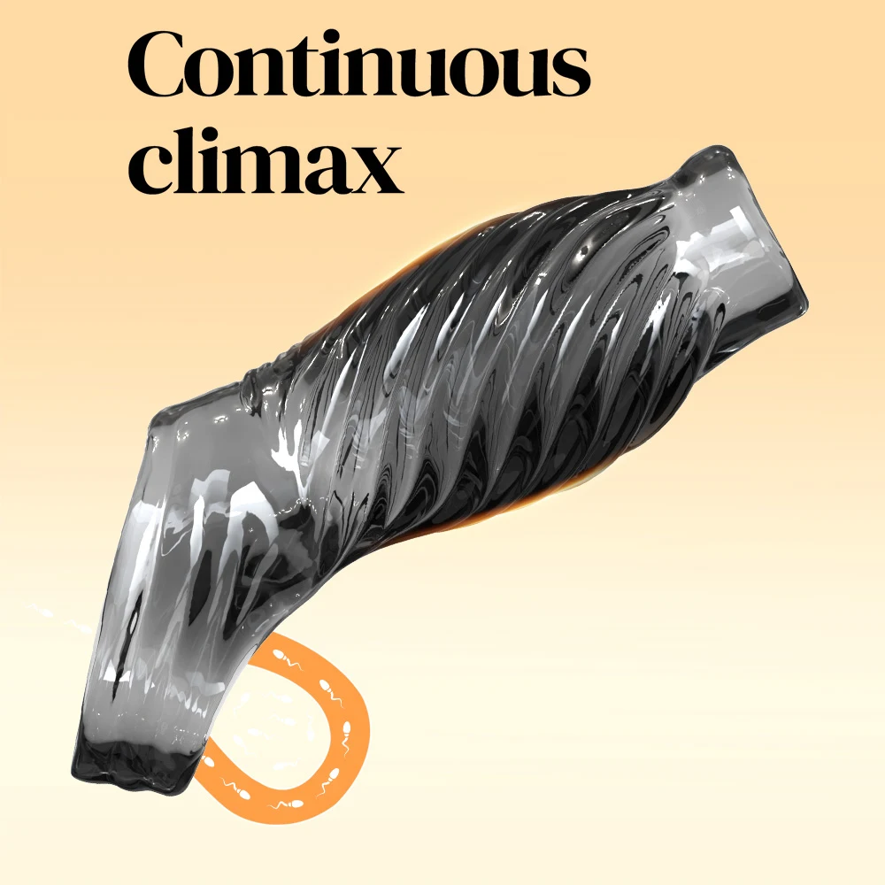 Penis Enlargement Sleeve Reusable Condoms Penis Extension Delay Ejaculation Dildo Cover Sex Toys for Men Adult Sex Products view 4