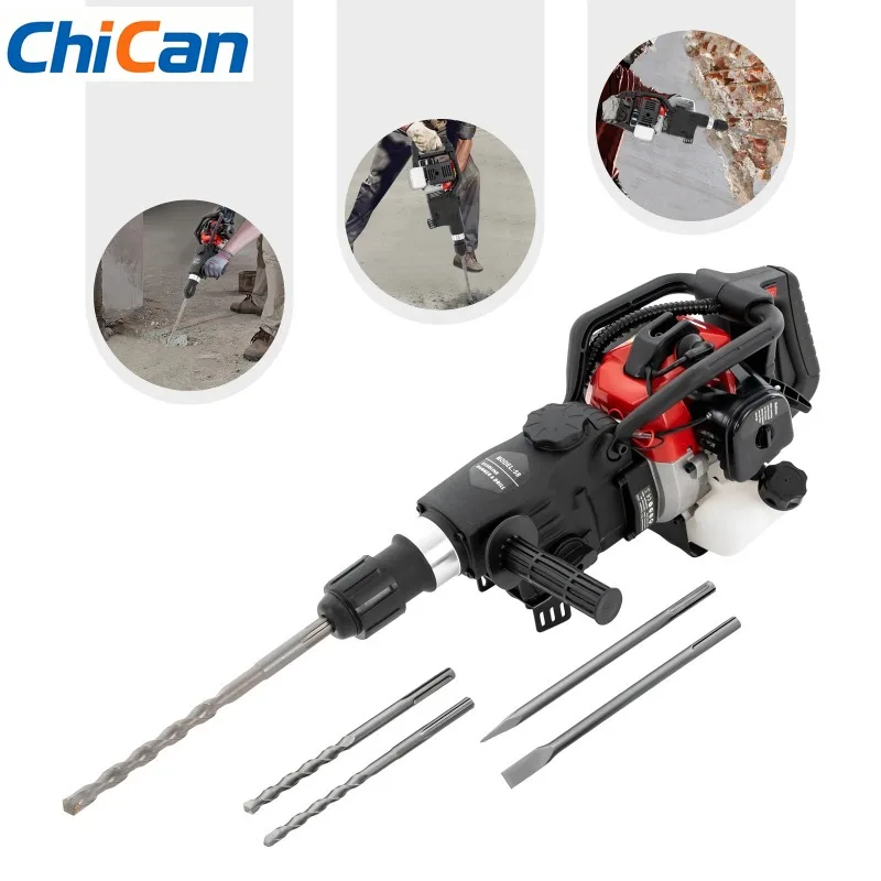【Hot】33CC Powered Demolition Jack Hammer 1000W 30J Concrete Breaker Rock Drill for Ground Slotting Wall Trenching 2 Stroke