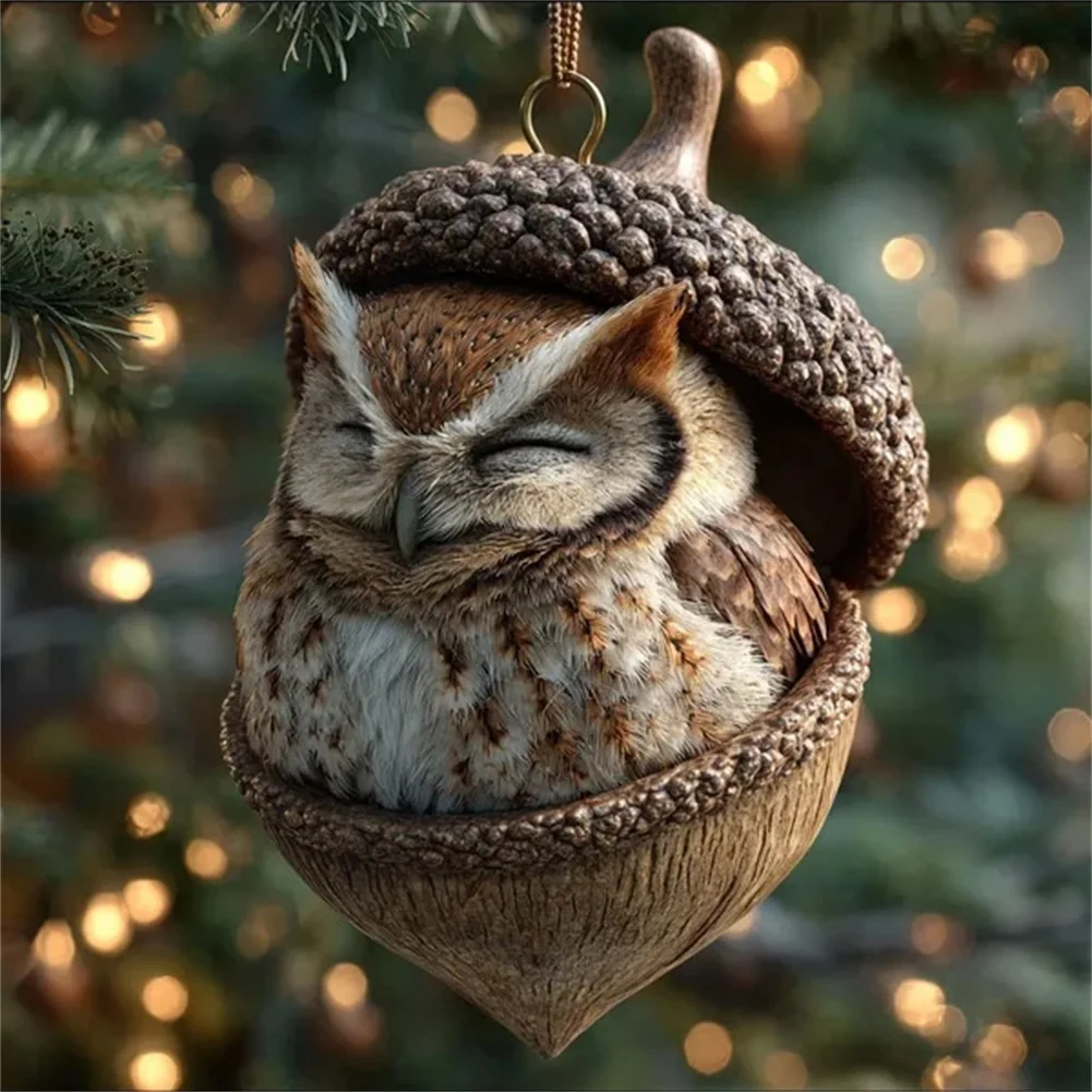 Acryl-Weihnachtsbaumschmuck, 2D-Tier-Ornament-Anhänger, niedliches Tier, rustikales saisonales Dekor für Baumfenster, Weihnachtsgeschenk – Detail 1