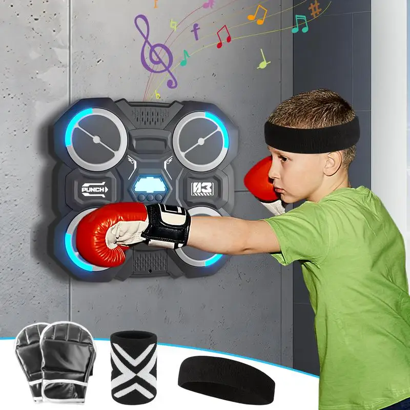 Music Punching Machine Wall Mounted Musical Punching Wall Boxing Musical Boxing Equipment With Gloves Headband And Wrist Guard