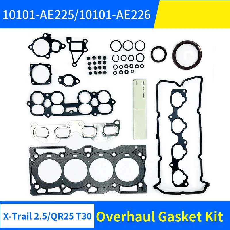 

Полный комплект прокладок двигателя QR25DE T30, ремонтный комплект для Nissan X-TRAIL 2.5T QR25 10101-AE225 10101-AE226, наборы цилиндров, автомобильные аксессуары