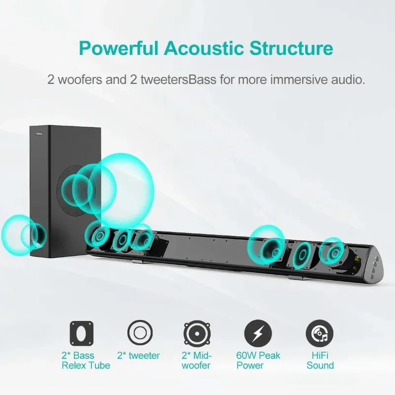 2026 hot sale Whispering Wall soundbar TV Speaker Wireless Home Theater 120W High Power Sound Blaster Bluetooth Sound
