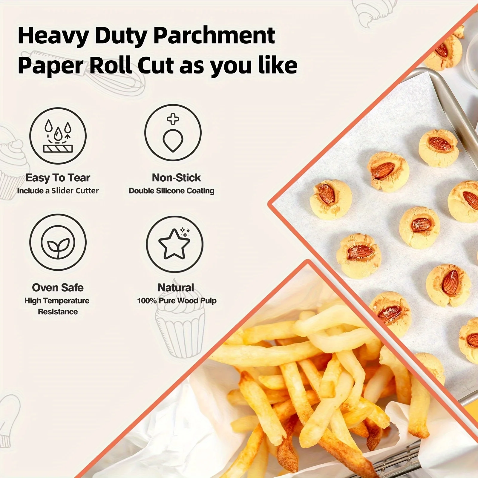 1 Roll Silicone Baking Paper Home Oven Baking Pan Oil Absorbing Paper Non-Stick Grilling Mat Cooking Grilling Air Fryer Steaming