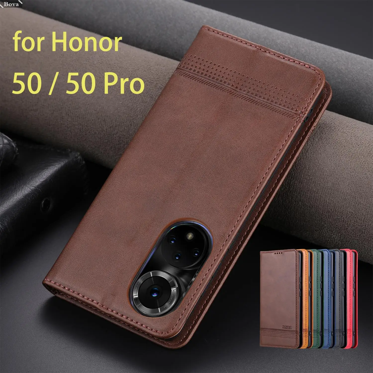 Deluxe Magnetic Adsorption Leather Fitted Case for Huawei Honor 50 Honor50 Pro Flip Cover Protective Case Capa Fundas Coque