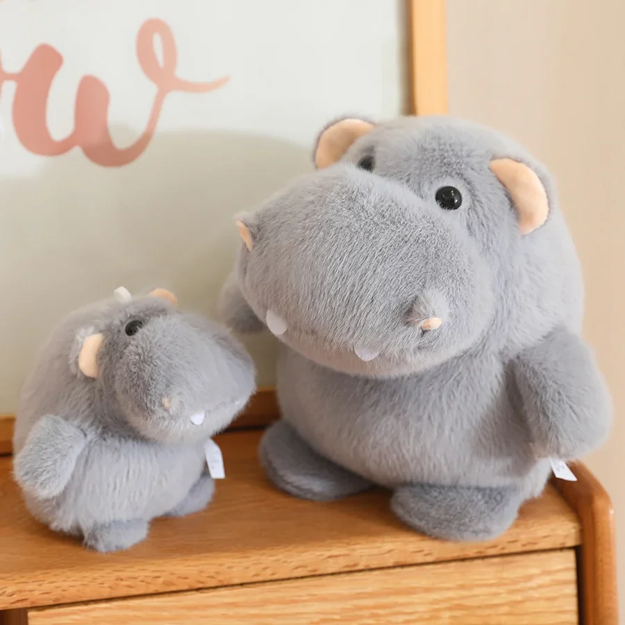 Hot Cute Fluffy Hippo Plush Toy Soft Stuffed Cartoon Hippopotamus Animal Doll Home Decoration Baby Kids Birthday Christmas Gifts