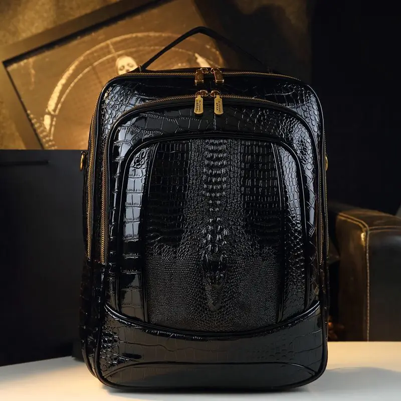 Luxury Brand Shiny Crocodile Backpacks Men's and Women's Backpacks New Fashion Large Capacity Travel Backpacks