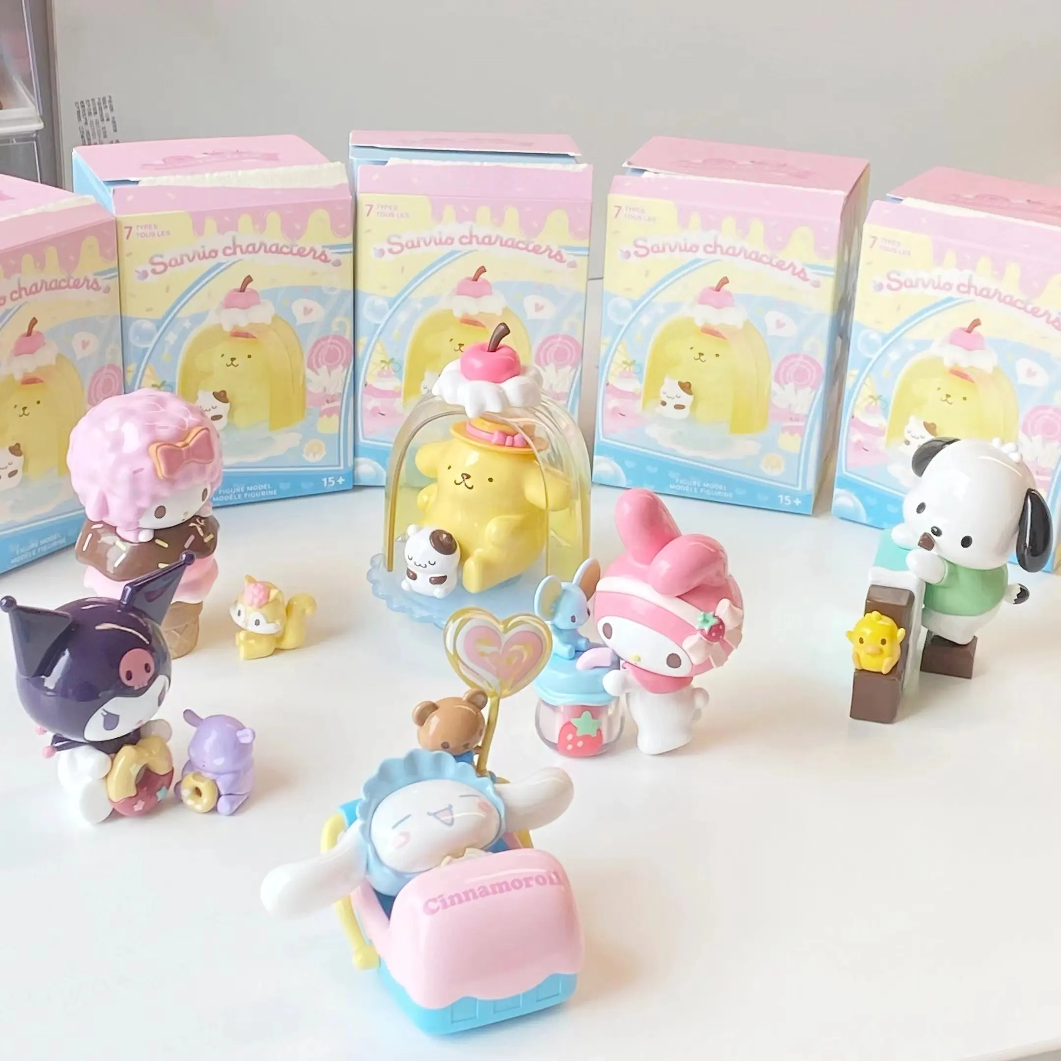 Miniso Sanrio глухая коробка Cinnamoroll моя мелодия почтовый помпон пурин Kuromi красочная еда Веселая серия таинственная фигурка игрушка подарок