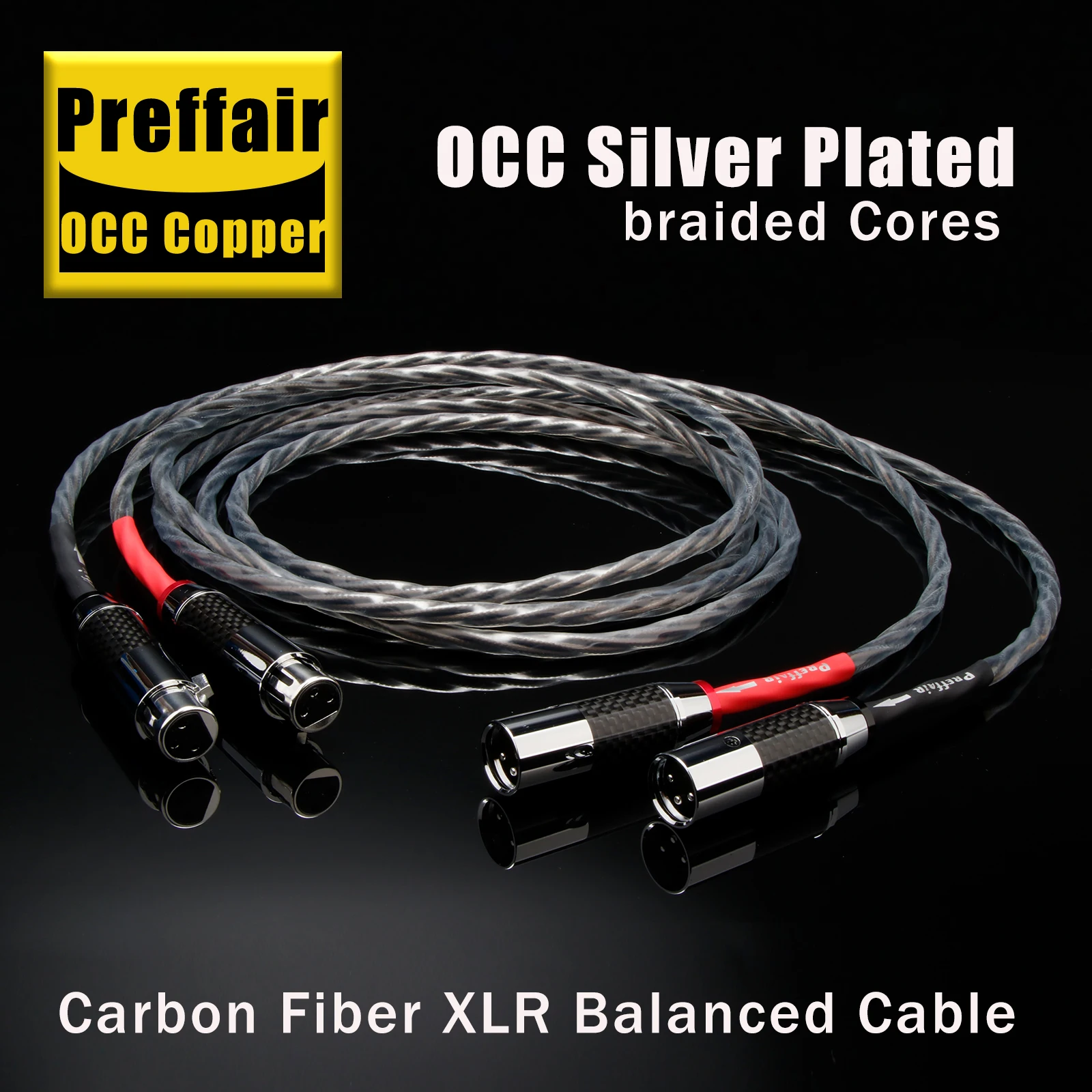 Paar RCA-Kabel 7n OCC versilbertes XLR-Kabel Verbindungskabel mit Kohlefaser-Rhodium-Steckern – Detail 6