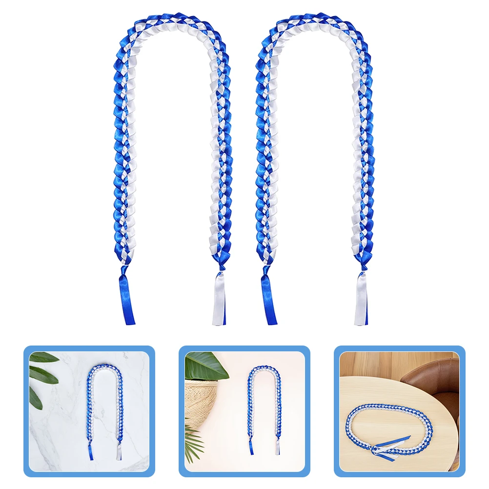 

2pcs Graduation Wreath Ribbon Braided Necklace College Decorations Party Supplies Elegant Design Comfortable Fit