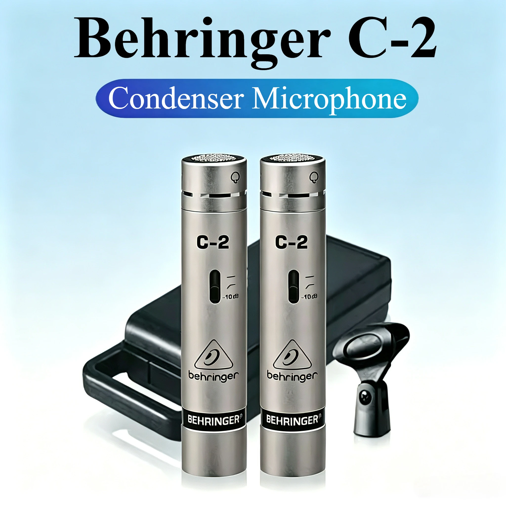 Behringer C-2 2 matched condenser microphones Cardioid pickup pattern Low-mass diaphragm for stereo studio recording