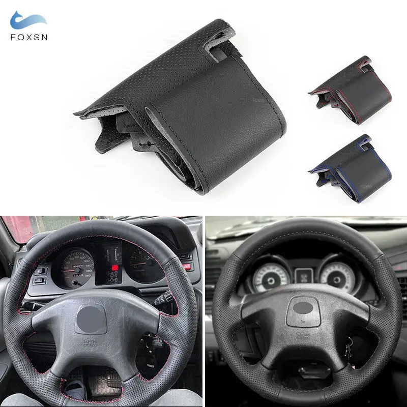 Perforated Leather Car Steering Wheel Cover Trim Accessories For Mitsubishi L200 1997-2006 Pajero Pinin Space Gear 1998-2001