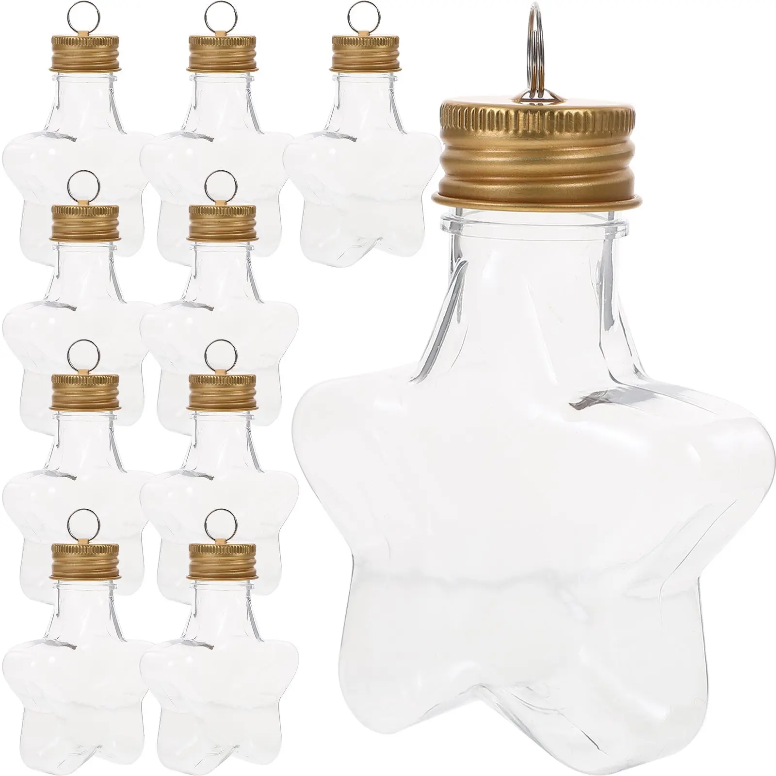 

10 Pcs Christmas Star Bottle Clear Refillable Hanging Ornament DIY Craft Gift Idea Star Jars Colored Bottle Decor