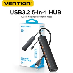 Vention - Hub USB 3.2 de 4 puertos, 10 Gbps, adaptador multipuerto tipo C a USB-C 3.2 Gen para MacBook Pro Air M1, computadora portátil, computadora de escritorio