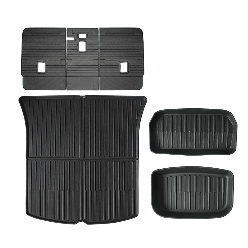 For Tesla Model Y Cargo Liner Set All-weather Trunk Mat & Rear Seat Back Cover & Boot Side Carpeted Wall Protector