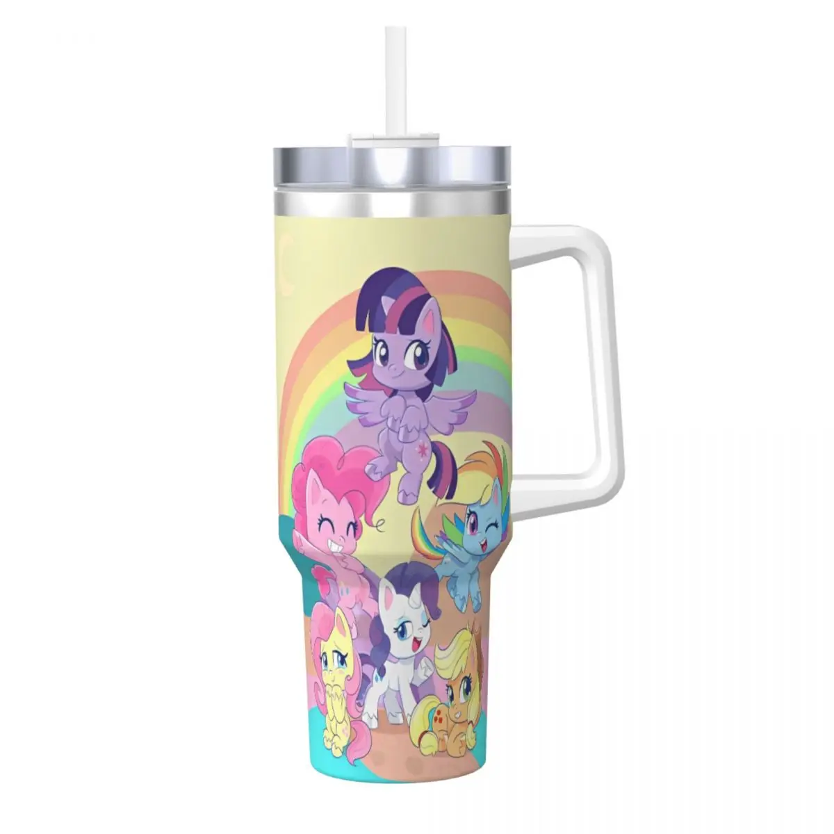 Stainless Steel Tumbler My Little Pony Mugs Cup With Straws Driving Hot Drinks Water Bottle Heat Preservation 40oz Thermal Mug