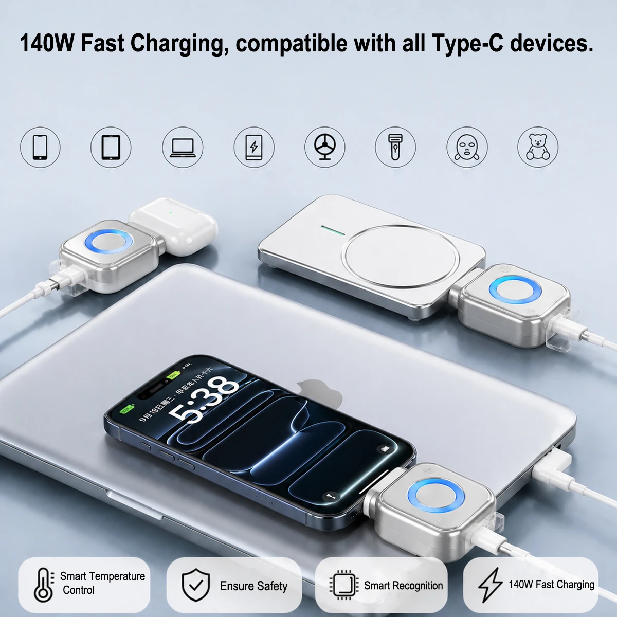 1PCS Type-C Charging Auto Disconnect Separator, Full Charge Automatic Power Off Protector, Safe Night Charging Protection Device