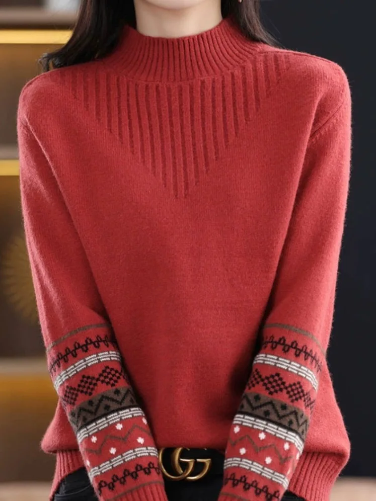   เสื้อสเวตเตอร์ไหมพรมผู้หญิง คอเต่าถัก ทรงหลวม สวมใส่สบาย อุ่น เหมาะสำหรับฤดูใบไม้ร่วงและฤดูหนาว ใช้เป็นเสื้อตัวในได้