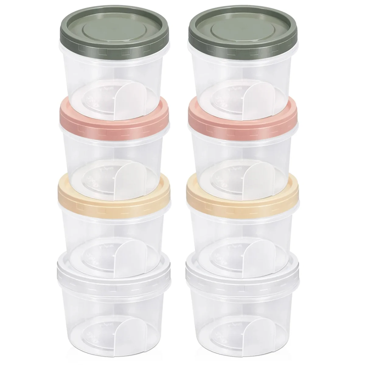 8PCS Round Plastic Containers with Lids, Reuseable Small Freezer Storage Container Jars with Screw Lid 500ML