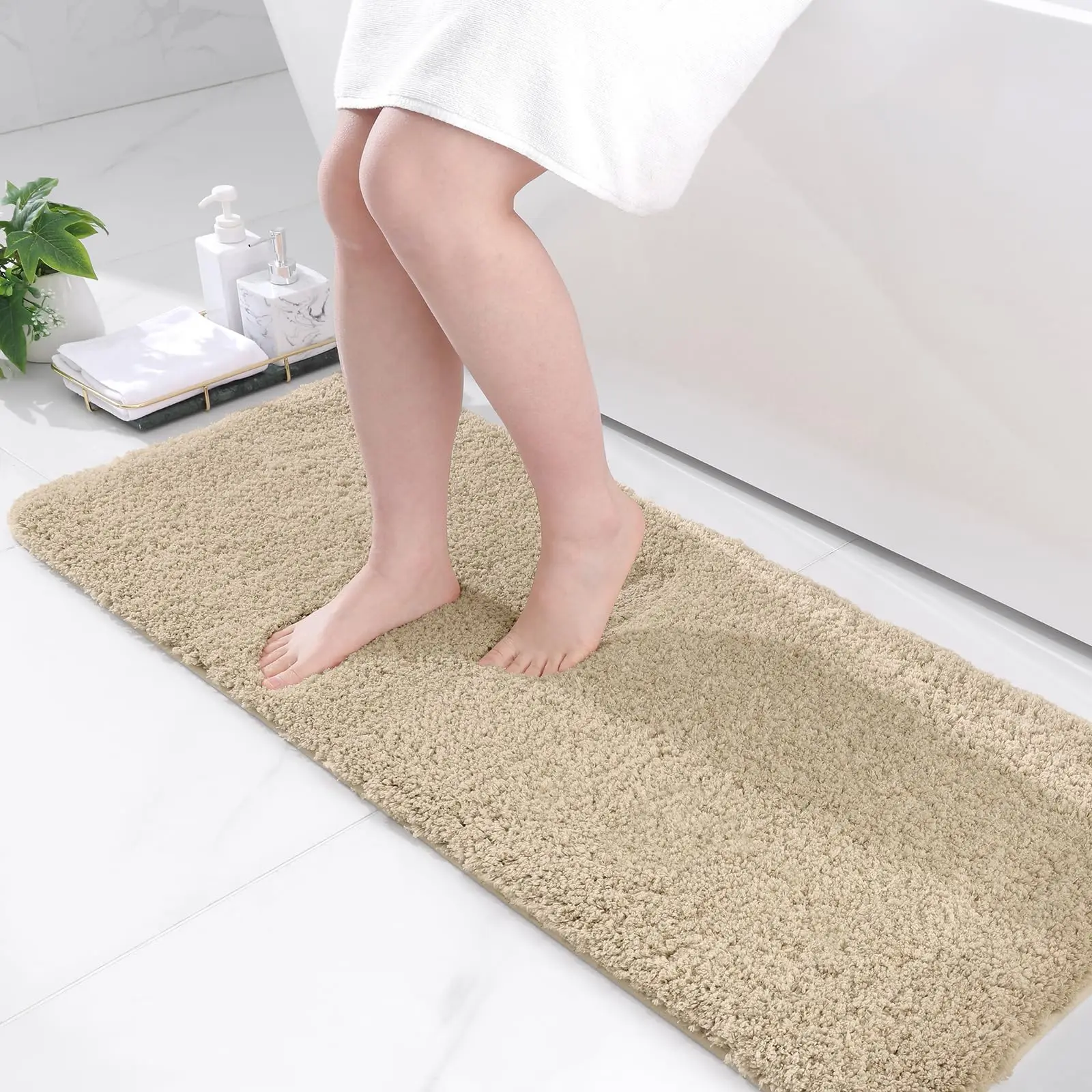 Kitinjoy Chenille Microfiber Bath Mat Non-Slip Thick Bathroom Mat Washable Carpet Indoor Floor Mat Super Absorbent Soft Bath Rug