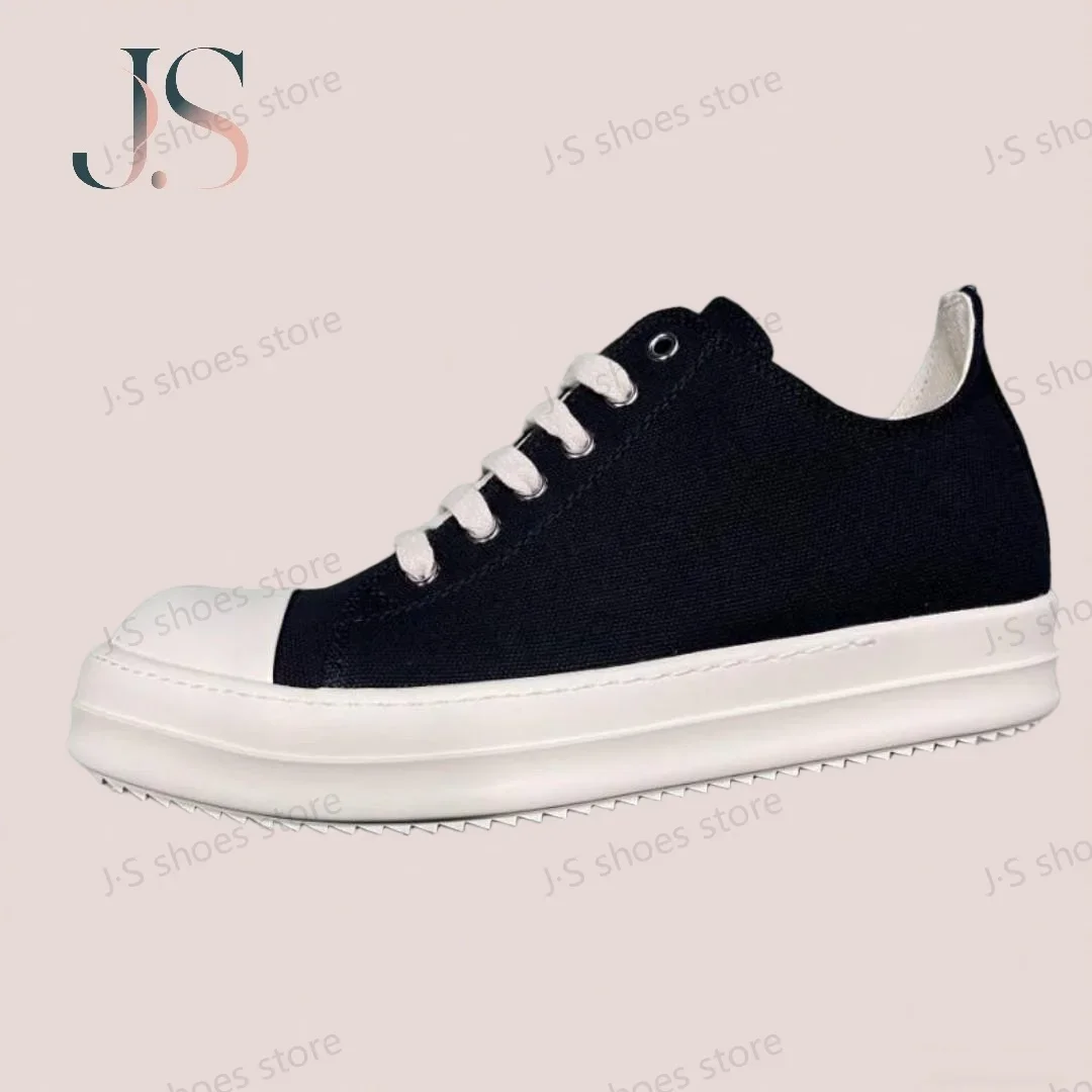 

R-o Retro Classic Black Canvas Low Top Shoes Men Sneaker Flat Shoe Lace Up Versatile Women Casual Sneakers