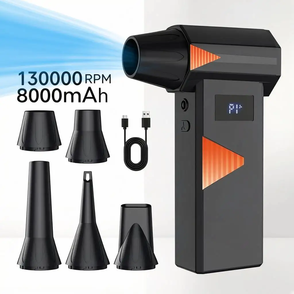 

Powerful Air Blower 130000Rpm Wireless Jet Fan 4 Gears Adjustable Turbo Blower Digital Display Cordless Compressed Air Duster