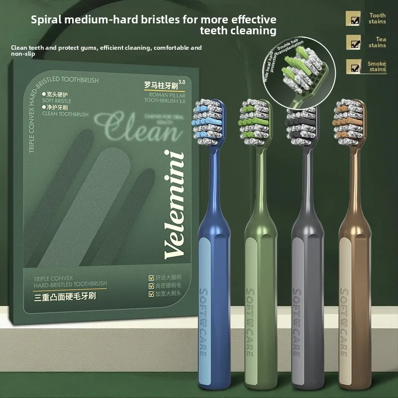 

Зубная щетка Fantasy с широкой конвексной головкой в форме римской колонны, с жесткой щетиной, для взрослых мужчин, высококачественная, для пар, эксклюзивная, для домашнего использования.