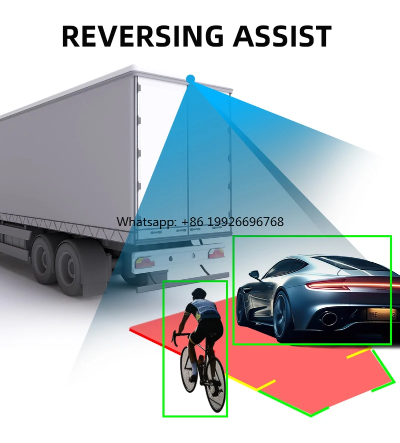 

7 Inch Touch Screen Wireless Reversing Monitoring BSD 4-Channel Camera System with Speaker Alarm for Trucks Large Vehicle manufa