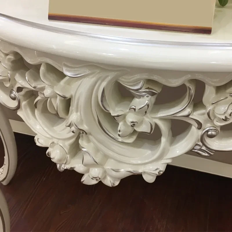 European entrance table pearl white paint aisle flower stand entry garden decorationtable American all solid wood French ebony