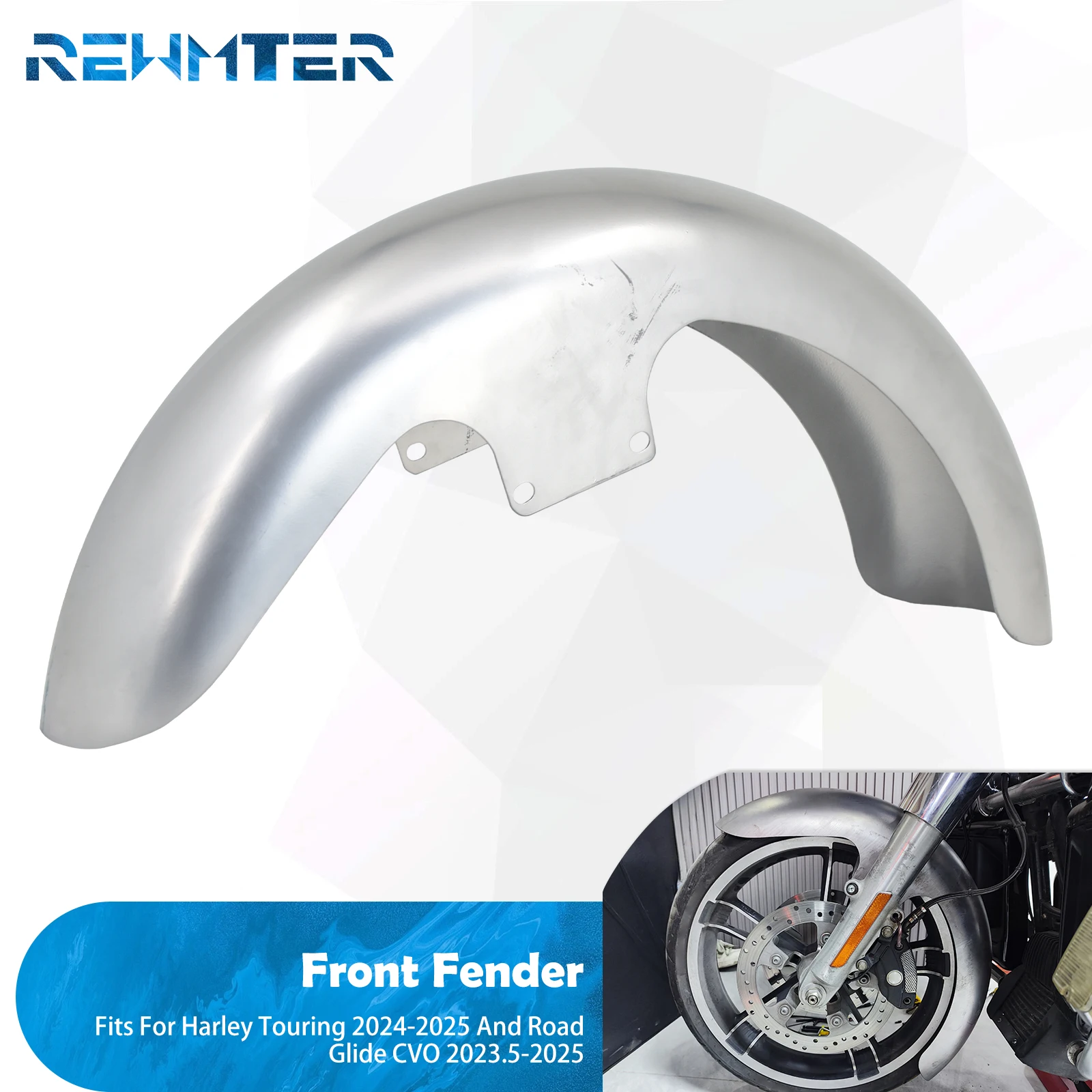 

Motorcycle 19'' Unpainted Front Fender Iron Mudguards Cover For Harley Electra Glide FLHR FLTR 24-25 Road Glide CVO 2023.5-2025