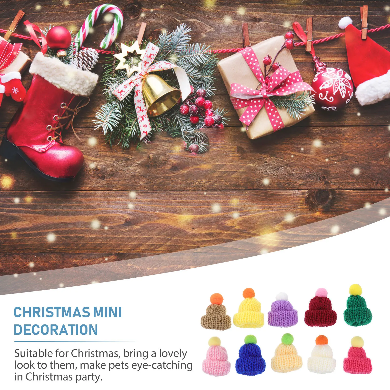 

10Pcs Mini Knitted Hat Handmade Accessories Colorful DIY Decor Supply for Party Decoration Lovely Knit Cap Set Eye Catching