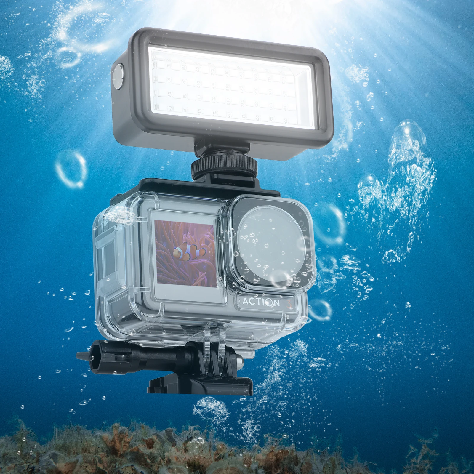 

Sunnylife for GoPro 10 diving fill light mini LED waterproof vlog photography light for DJI Action3 sports camera accessories-G