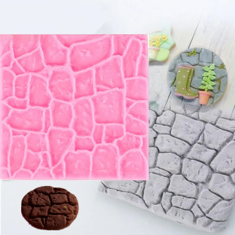 1pc DIY Cake Mold Bakeware Wall Silicone Mould Sugar Craft Rock Stone Fondant 3D Castle Farm Kitchen Tool