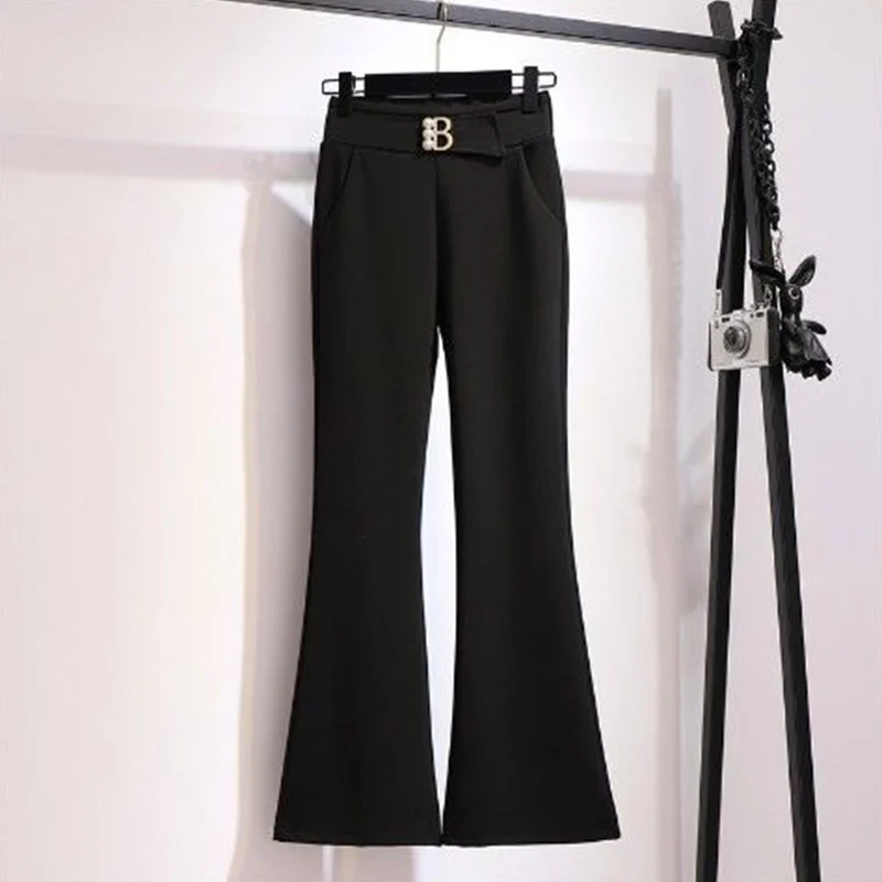 

Spring and Autumn Temperament Drooping Sense Wide Leg Nine Cent Micro Flare Pants for Women Oversize Casual Suit Pants for Women