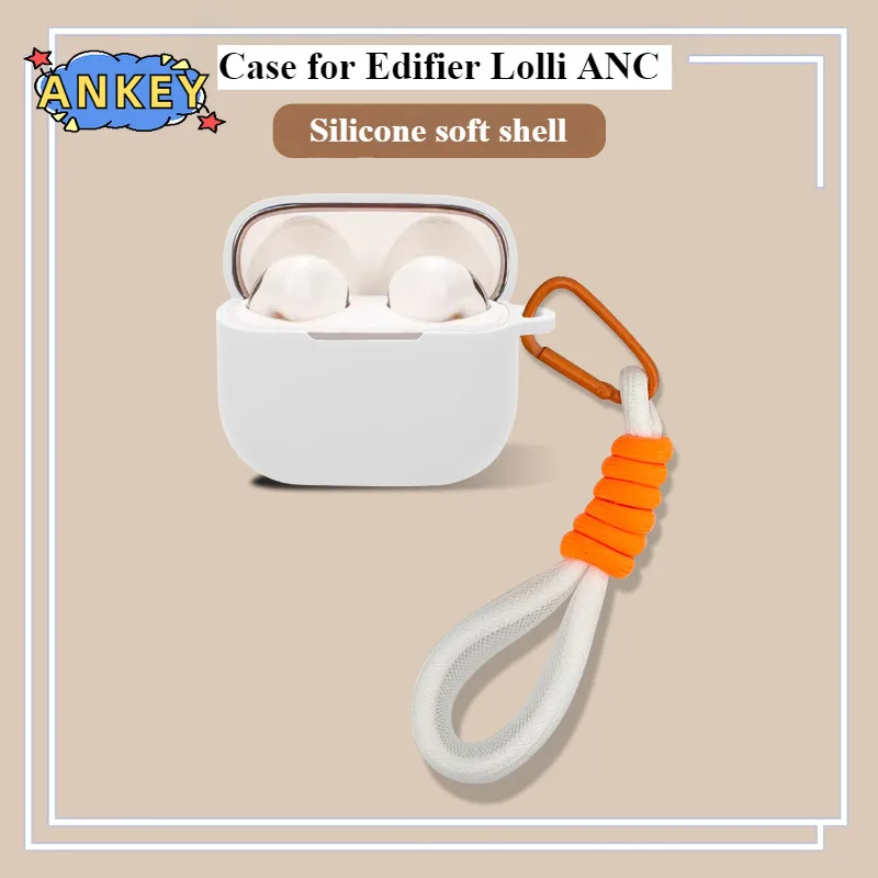for Edifier EvoBuds Silicone Cases With Hook Protective Shockproof Wireless Earphone Cover Bring a hanging rope