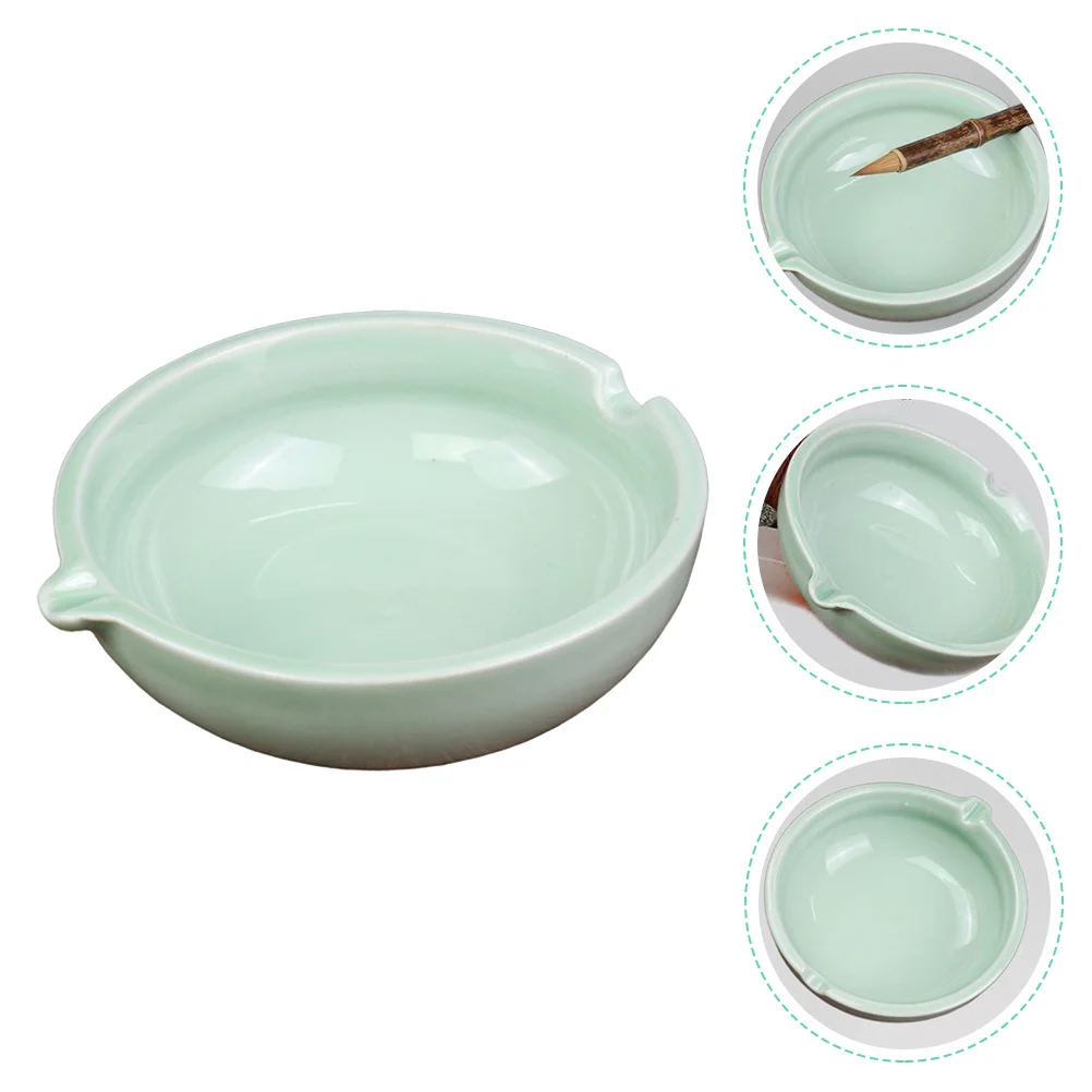 

Painting Ink Ceramic Dish Calligraphy Pen Washing Plate Office Inkwell Brush Pen Holder Durable Desktop Brush Washing Dish Ink