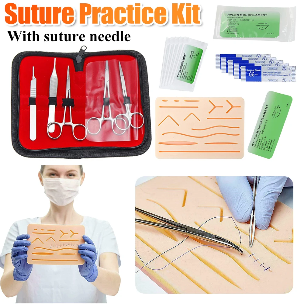 1-4Set Medical Students Suture Practice Kit Surgical Training with Skin Pad Model Tool Set Educational Teaching Equipment