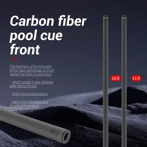 BIZU Carbon Fiber Snooker Cue Shaft 12.5mm Tip Steel Joint Pool Billiards Cue Stick Accessories for Billiard Supplies,only shaft