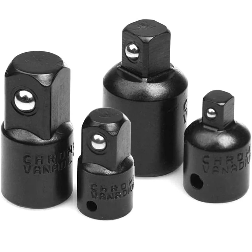 4PCS Impact Socket Adapter Reducer Set Auto Impact Driver Construction Work Wrenches Drills Compatible 1/2 3/8 1/4 Inch
