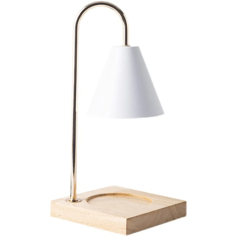 Modern Candle Warmer Lamp Wood Aroma Melter Fragrance Light Bedroom Bedside Desk Lamp Dimmable Timer Safety Home Accessory