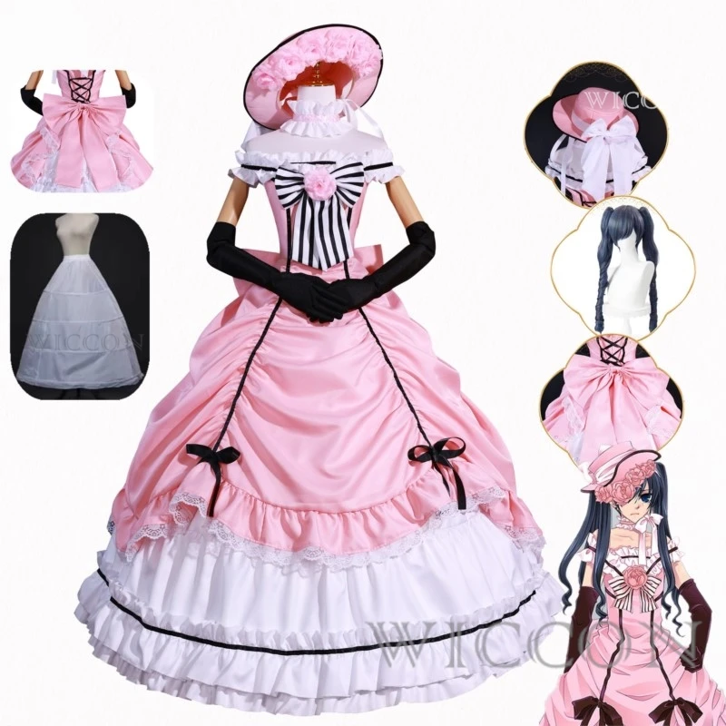 

Anime Black Butler Ciel Robin Cosplay Costume High Quality Black Butler Carnival Cosplay Ciel Female Costume Dress Cosplay Wig