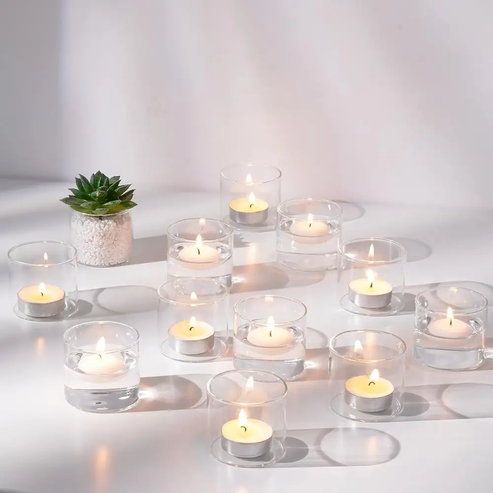 

Прозрачные подсвечники для чайных свечей: Набор из 24 стеклянных подсвечников оптом – маленькие плавающие подсвечники или подсвечники для свадеб, дней рождения, украшения стола.