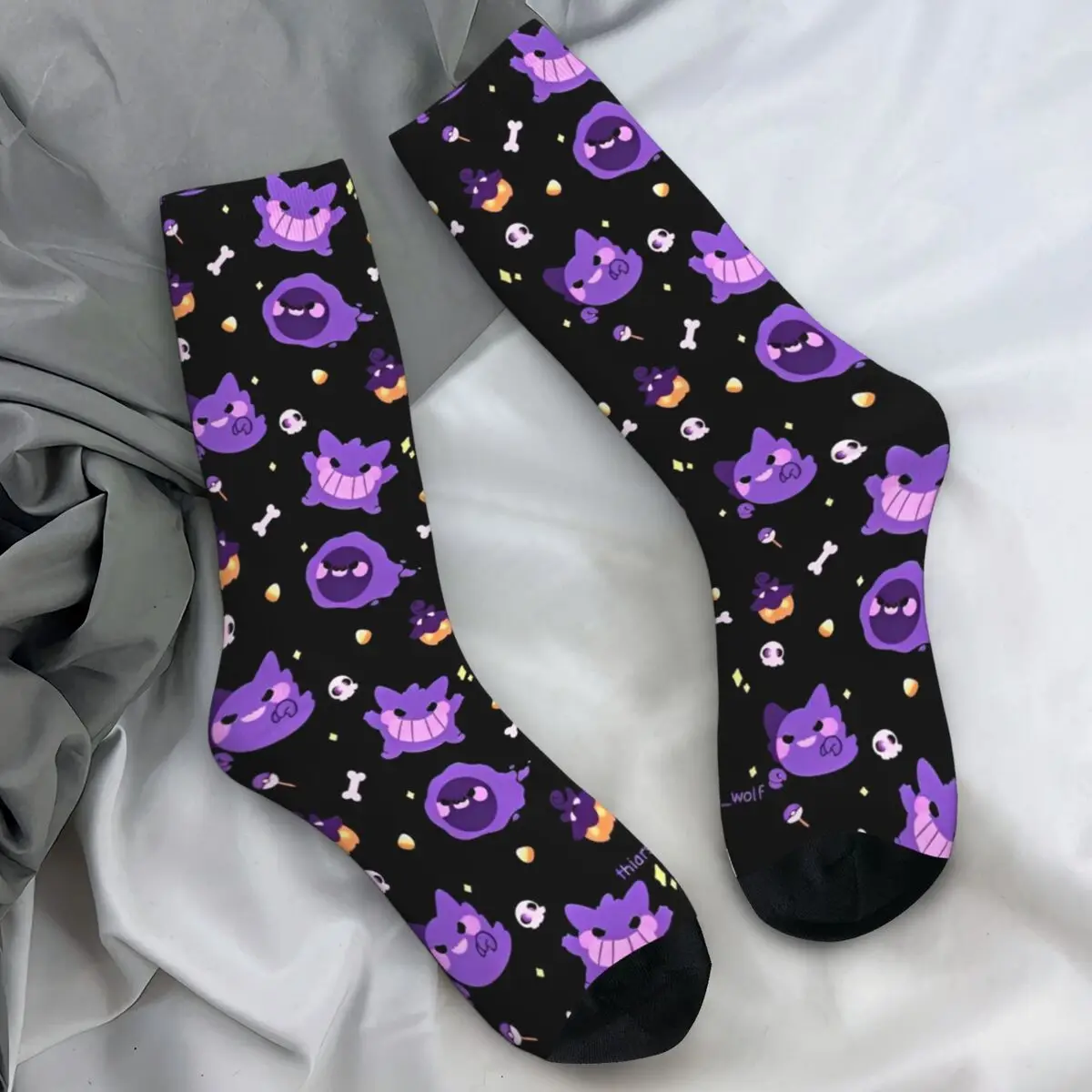 Japanese Anime Pokemon Gengar Cartoon Socks Autumn Stockings Elegant Men Comfortable Socks Design Outdoor Anti Sweat Socks