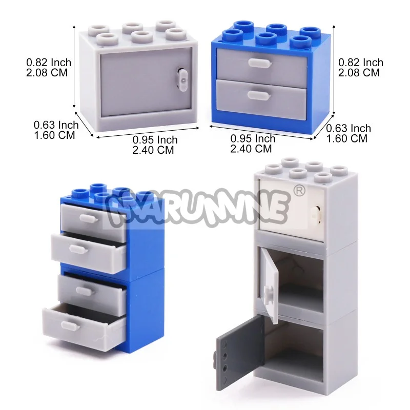 MARUMINE MOC City Street View Building Blocks Accessori 10PCS Cassetto dell'armadio Modello in mattoni Parti compatibili con 92410 4533 4536