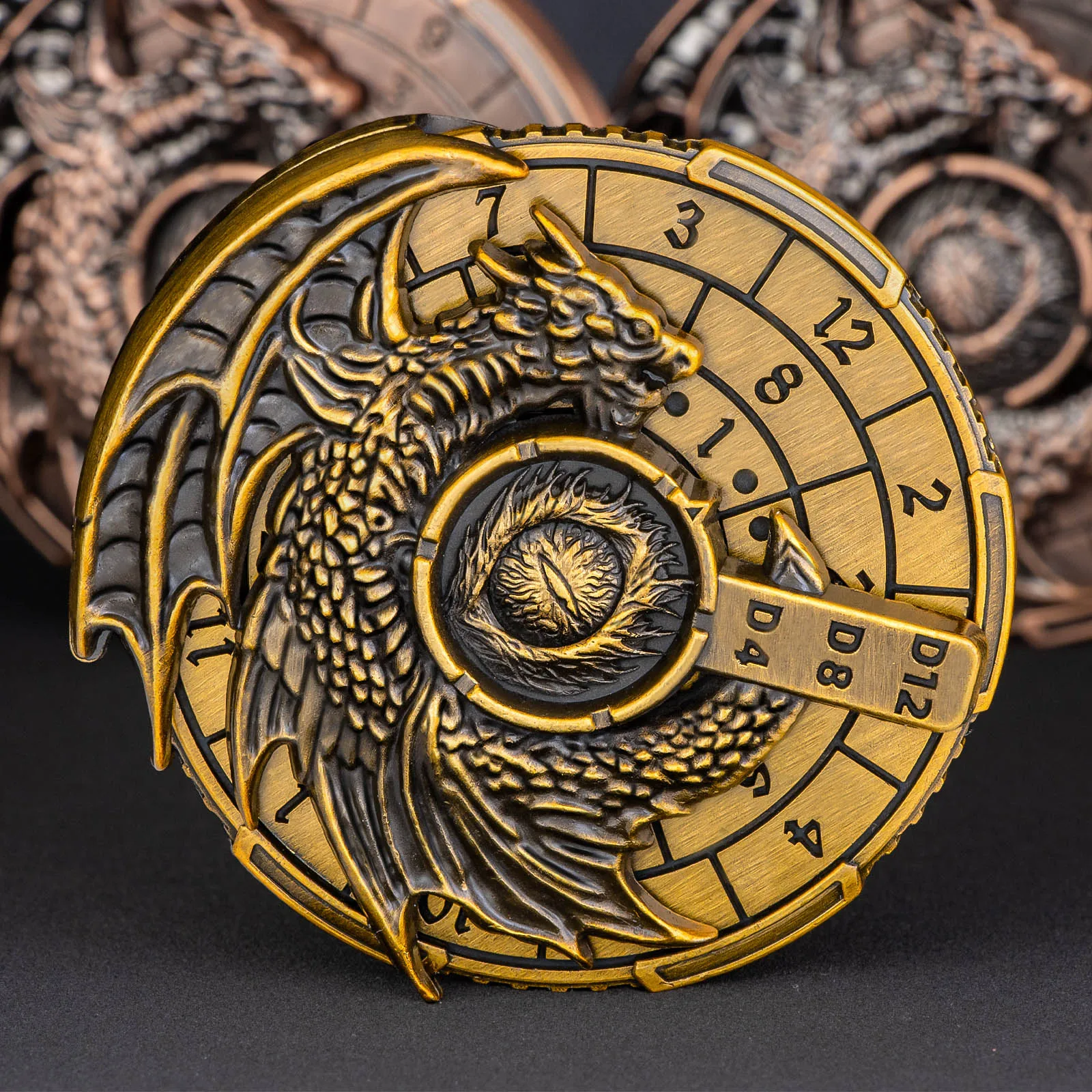 

7 in 1 Spinner DND Dice Set D&D, Metal Roulette Dragons D and D Dice, RPG Polyhedral Dungeons Role Playing Gaming Dice, Gold