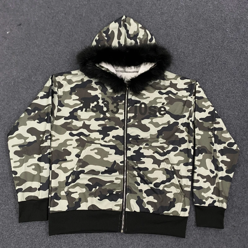 

Y2K осень зима теплый хип-хоп эстетический трендовый кардиган женский свитшот винтажная уличная камуфляжная толстовка с плюшевыми полями на молнии