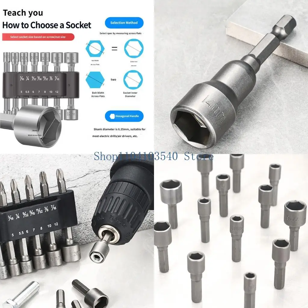 02DC Heavy Duty 14Pcs Steel Bit Sockets Set Repair Gear For Electric Wrenches